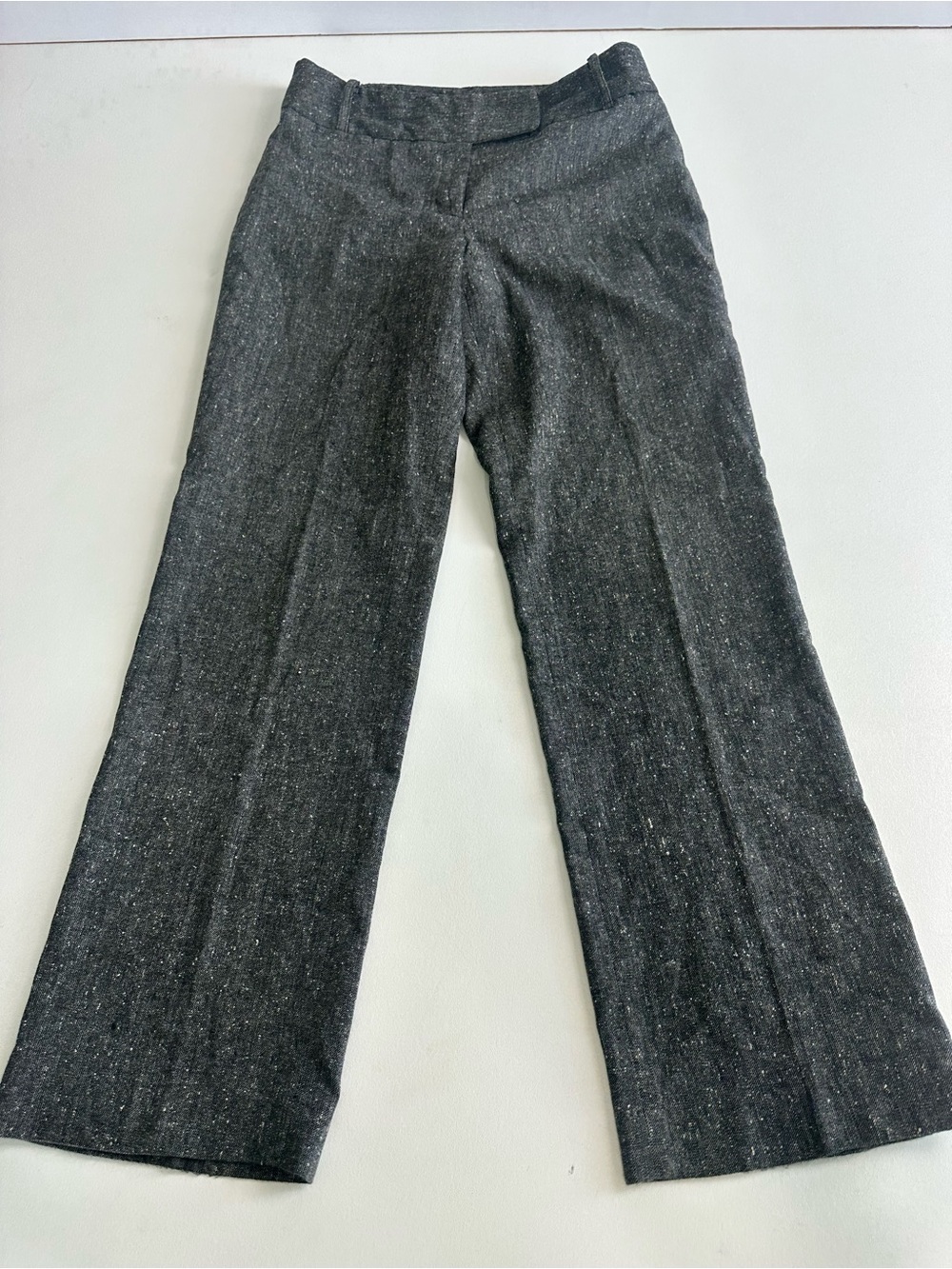 Rafael women’s size 10 gray speckled tweed wide leg wool blend trousers